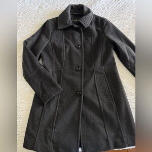 London Fog Women's Charcoal Trench Coat Wool Blend